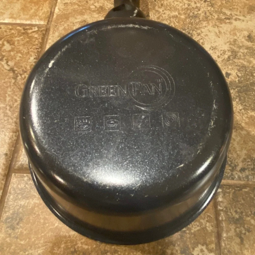GreenPan Saucepan Small Blue Cream Good Ceramic Nonstick Glass Lid 6.25in